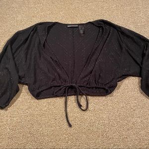 DKNY Jeans Tie Front Sparkly Crop Top X Small